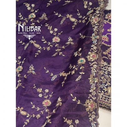 Purple Banarasi Silk Unstitched Suit