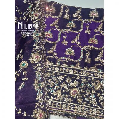 Purple Banarasi Silk Unstitched Suit