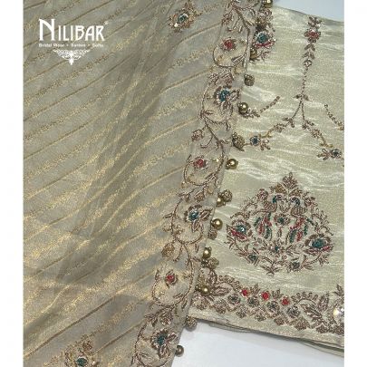 Ivory Lamé Silk Unstitched Suit