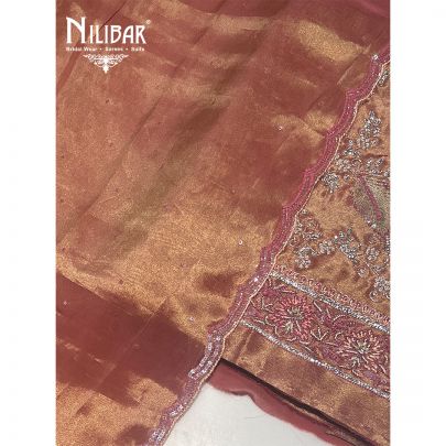 Rose Pink Tissue Silk Unstitched Suit