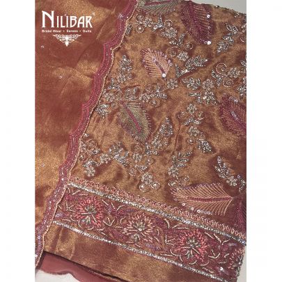 Rose Pink Tissue Silk Unstitched Suit