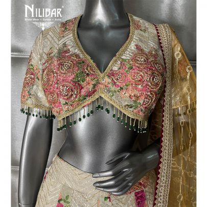 Beige Lame Lehenga