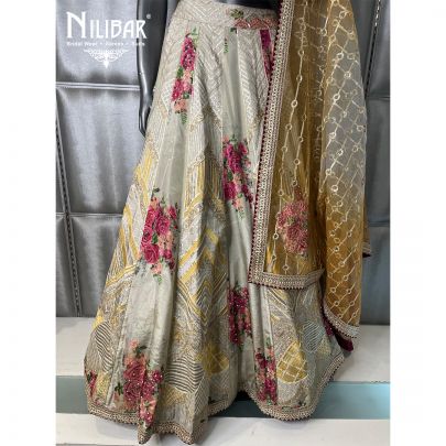 Beige Lame Lehenga
