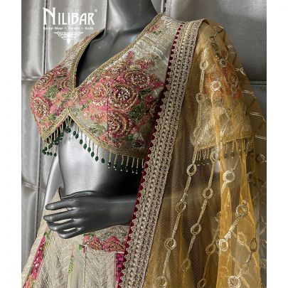 Beige Lame Lehenga