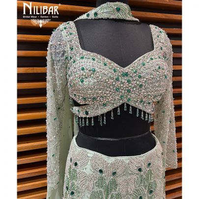 Sea Green Net Lehenga