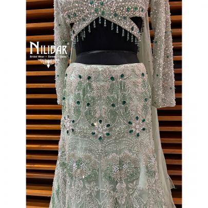 Sea Green Net Lehenga
