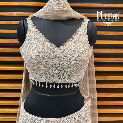 Beige Net Lehenga