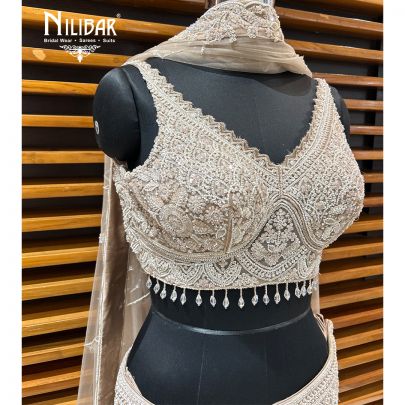 Beige Net Lehenga