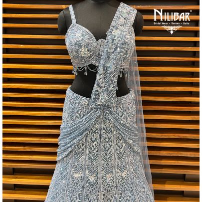 Light Blue Net Lehenga
