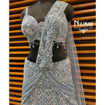 Light Blue Net Lehenga