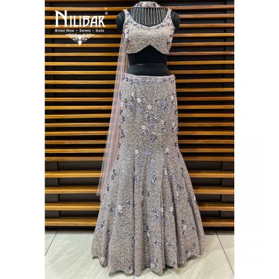 Lilac Net Lehenga