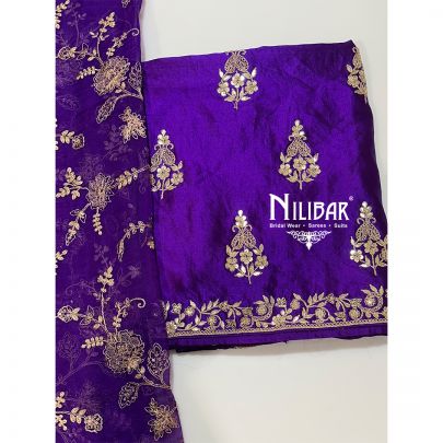 Purple Silk Unstitched Suit