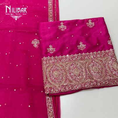 Rani Pink Silk Unstitched Suit