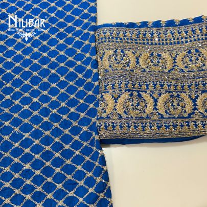 Ink Blue Silk Unstitched Suit