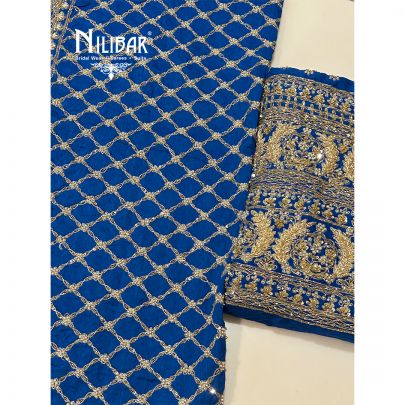 Ink Blue Silk Unstitched Suit