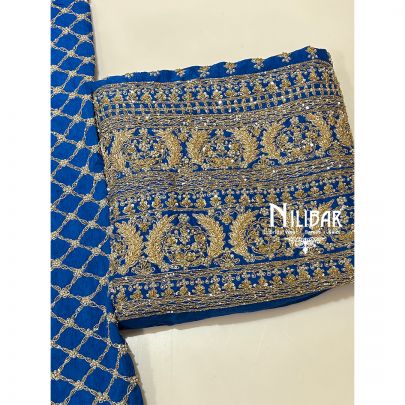 Ink Blue Silk Unstitched Suit