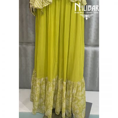 Lime Green Georgette Jacket Style Suit