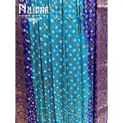 Blue and Light Blue Georgette Bandhani Dupatta