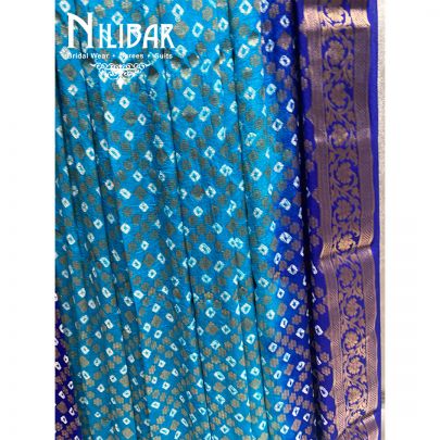 Blue and Light Blue Georgette Bandhani Dupatta
