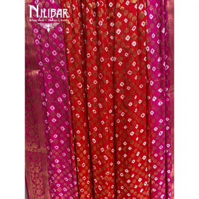 Red and Magenta Georgette Bandhani Dupatta