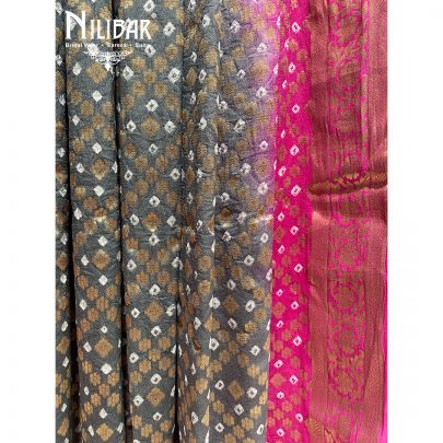 Gray and Magenta Georgette Bandhani Dupatta