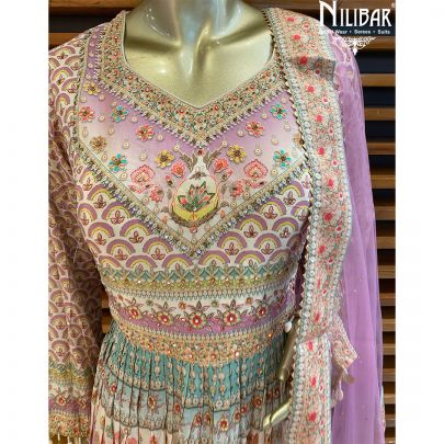 Multicolor Crepe Peplum Suit