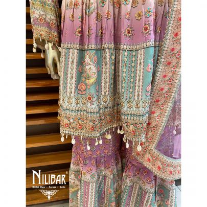 Multicolor Crepe Peplum Suit
