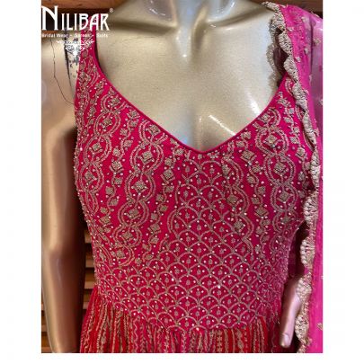 Magenta Georgette Peplum Suit.