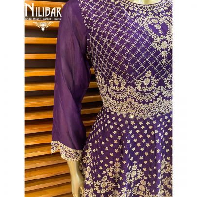 Purple Chinon Peplum Suit