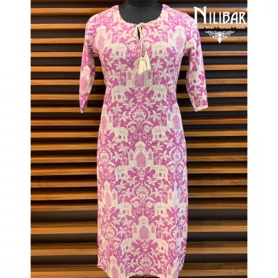 Purple Cotton Printed Kurta