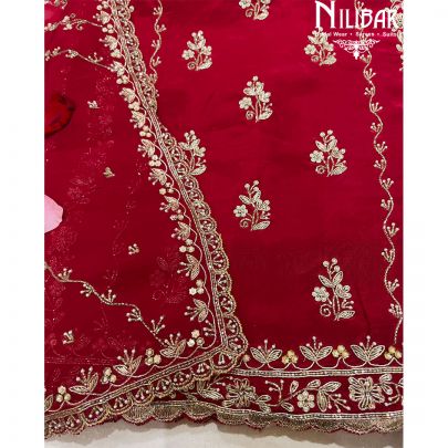 Maroon Chiffon Pakistani Unstitched Suit