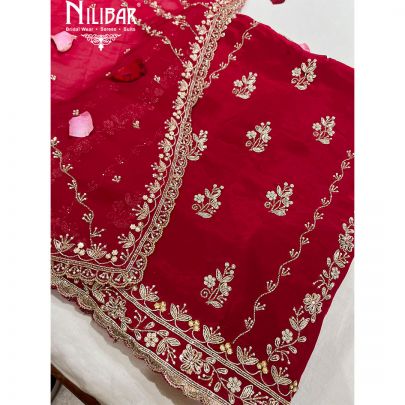 Maroon Chiffon Pakistani Unstitched Suit