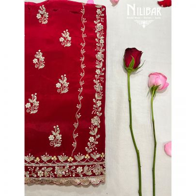 Maroon Chiffon Pakistani Unstitched Suit