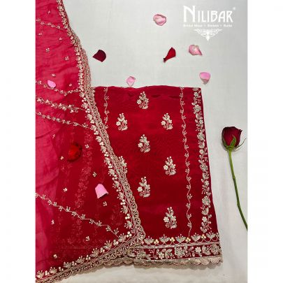 Maroon Chiffon Pakistani Unstitched Suit