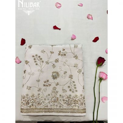 White Chinon  Pakistani Unstitched Suit