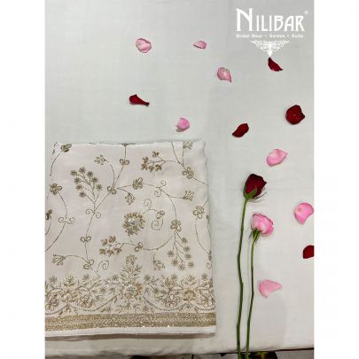 White Chinon  Pakistani Unstitched Suit