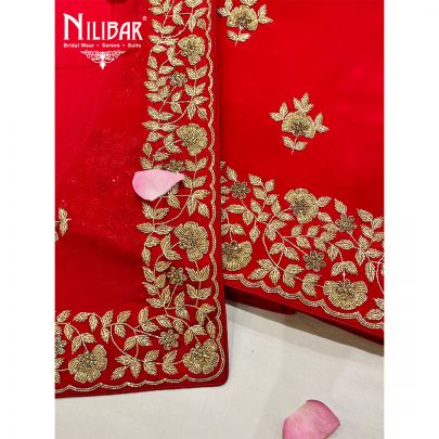 Red Georgette Pakistani Unstitched Suit