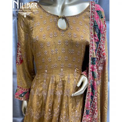 Mustard Crepe Peplum With Skirt