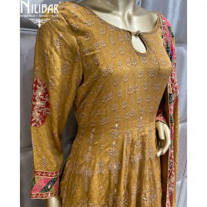 Mustard Crepe Peplum With Skirt