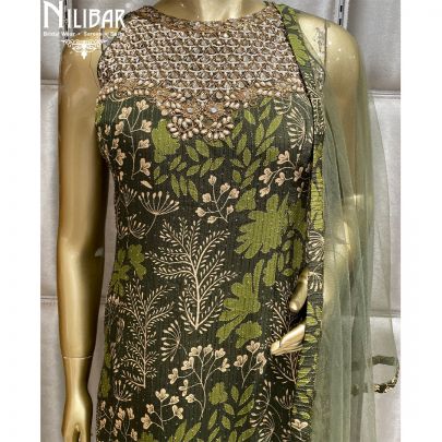 Green Chinon Garara Suit