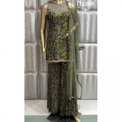 Green Chinon Garara Suit
