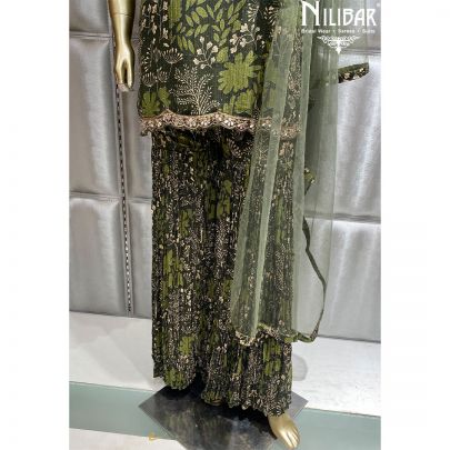 Green Chinon Garara Suit