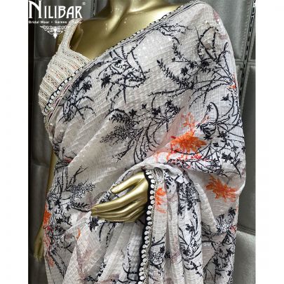 White Georgette Saree