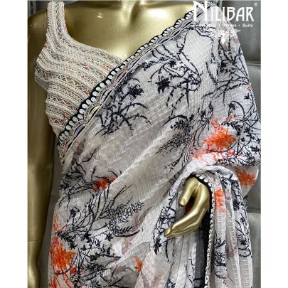 White Georgette Saree