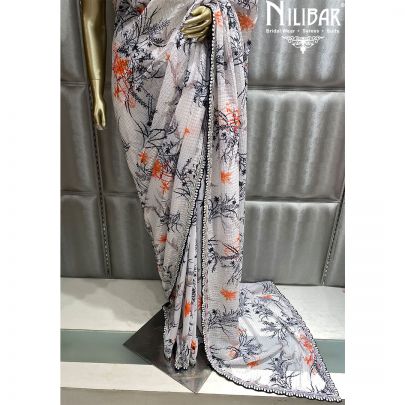 White Georgette Saree
