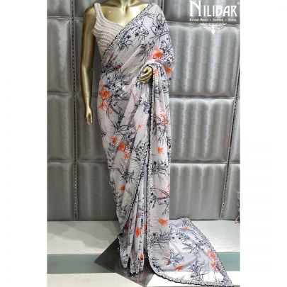 White Georgette Saree
