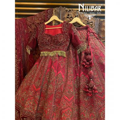 Mehroon Silk Lehnga