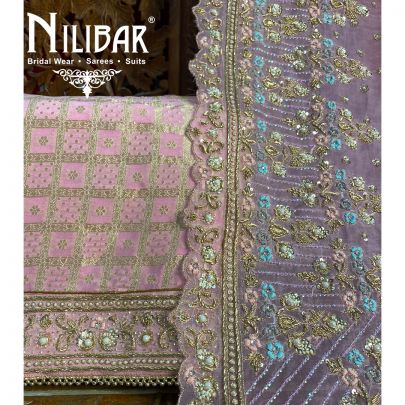 Baby Pink Banarasi Unstitched Suit