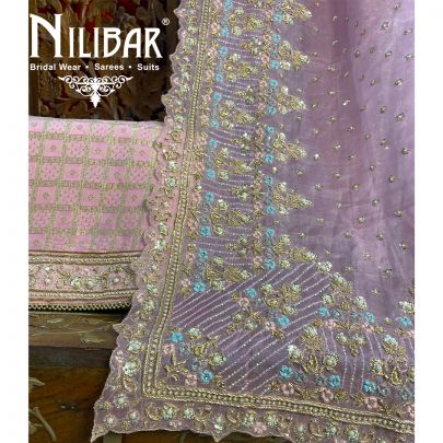 Baby Pink Banarasi Unstitched Suit