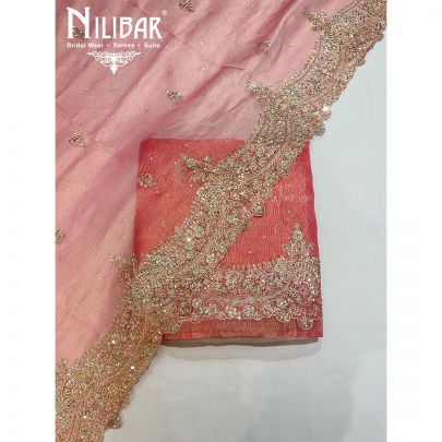 Strawberry Tissue Unstitched Silk Suit